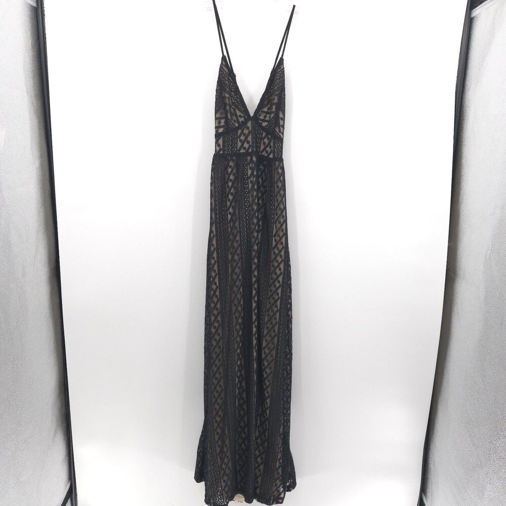 Lulus Eternal Affection black lace backless maxi dress Size M sleeveless stretch - Picture 5 of 12